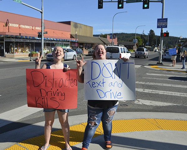 Young Life in downtown Forks spreading the word about distracted driving.