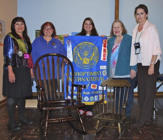 Soroptimists donated rocking chairs to DSHS (L/R) Anita Iverson