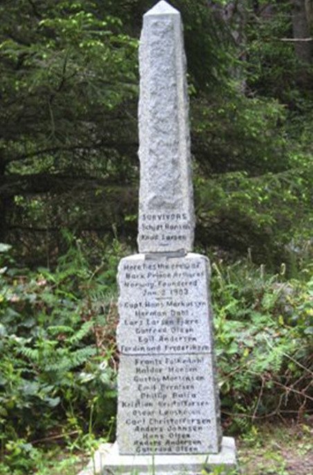 The memorial for the crew of the Prince Arthur....