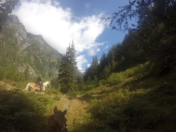 Sherry Baysinger enjoying a ride on her horse.