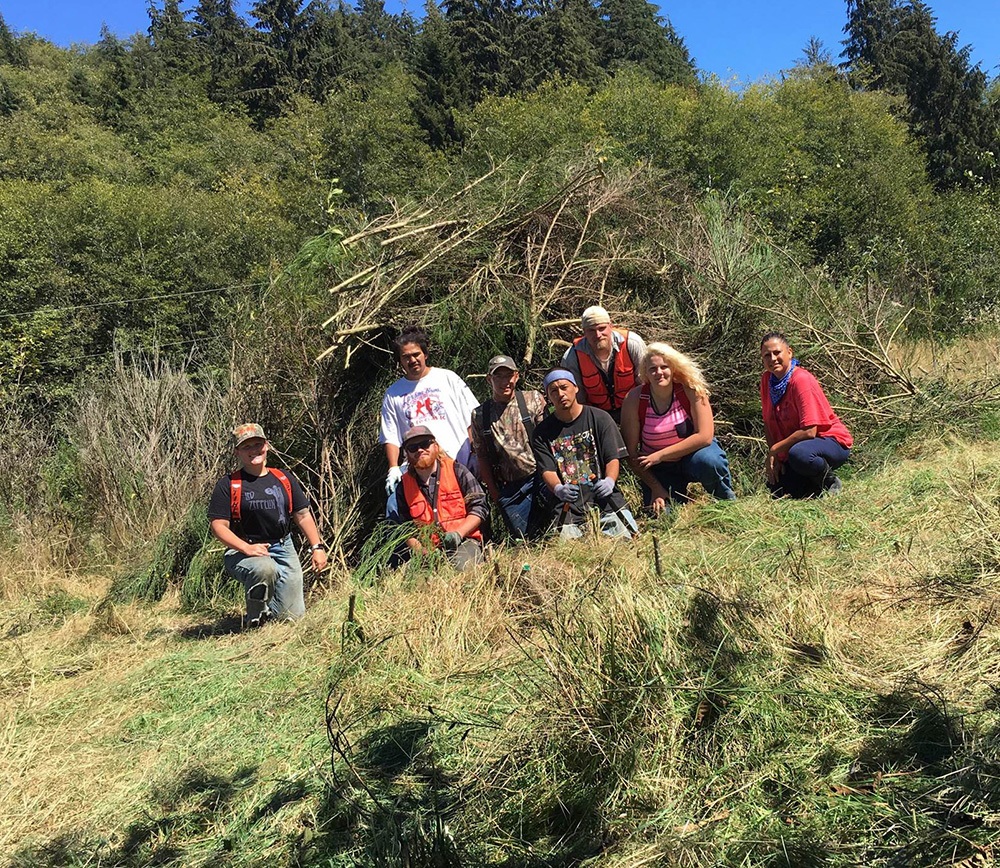 The crew on last season’s work on Scotch broom on the lower Hoh River were Devin Chastain, Brett Crump, Kyle Shale, Walter Ward-Bos, Lucio Avila, Chris Hinchen, Alexis Leons and Annette Hudson. Submitted Photo