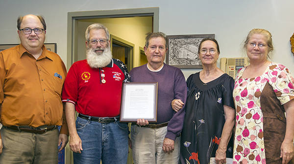 Mayor Bryon Monohon, William Plumley, Milton and Deeanna Beck, and Deborah Dillon. Photo Dave Youngberg