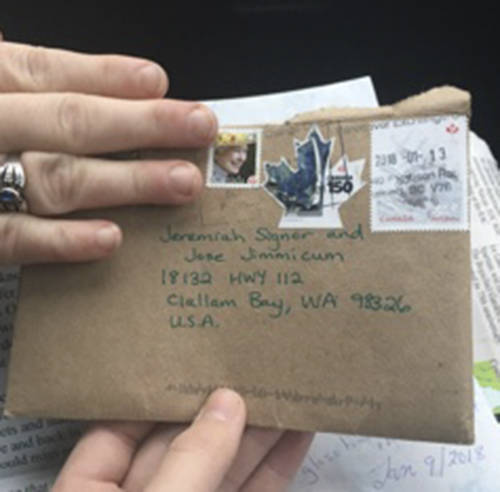 The envelope addressed to the boys.