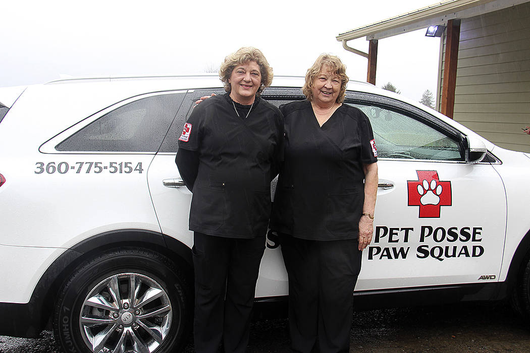 Shell’ey Van Cleave and Shari Hamilton of Port Angeles Pet Posse. Thanks to a donation Pet Posse’s latest venture is a pet ambulance/veterinary transport vehicle equiped to transfer animals for medical needs. Photo Christi Baron