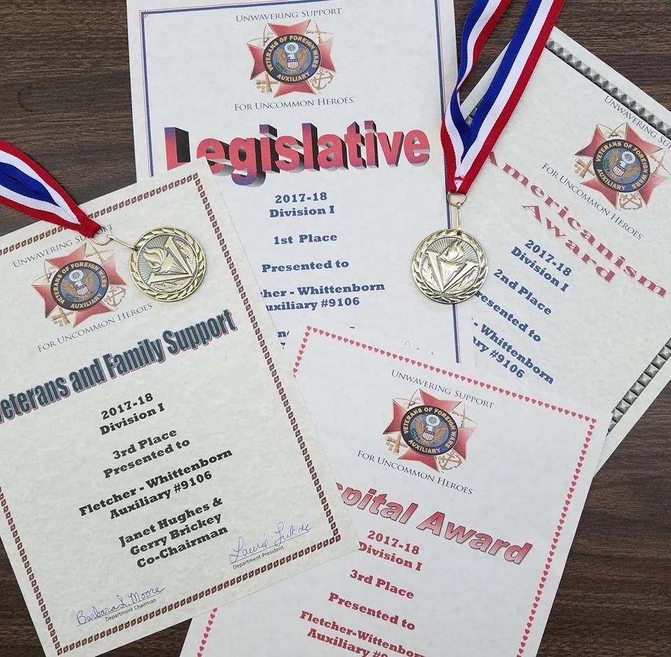 Awards won by the VFW Auxiliary. Submitted photo