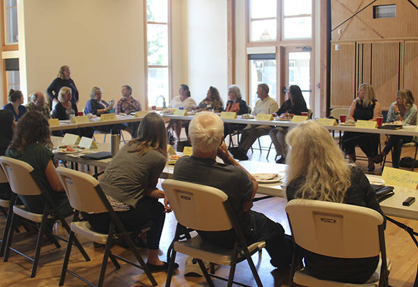 The Forks For Lunch Bunch met at the RAC in downtown Forks last Wednesday. About 40 people from around the area attended. The topics of discussion for the day were the performing arts on the West End; and, how to expand sources and make fresh food more available to those living in one of the most beautiful places on earth. Organizer of the meeting Claire Bishop is standing at the front of the room. Photo Christi Baron