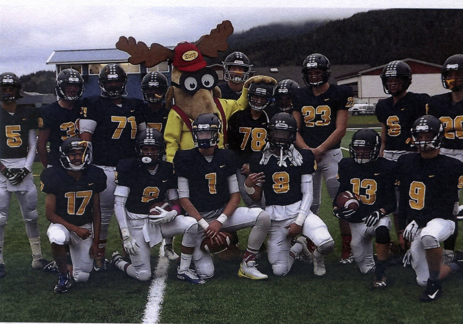 Elroy with the FHS Spartan team before the Homecoming game got underway. Submitted photos