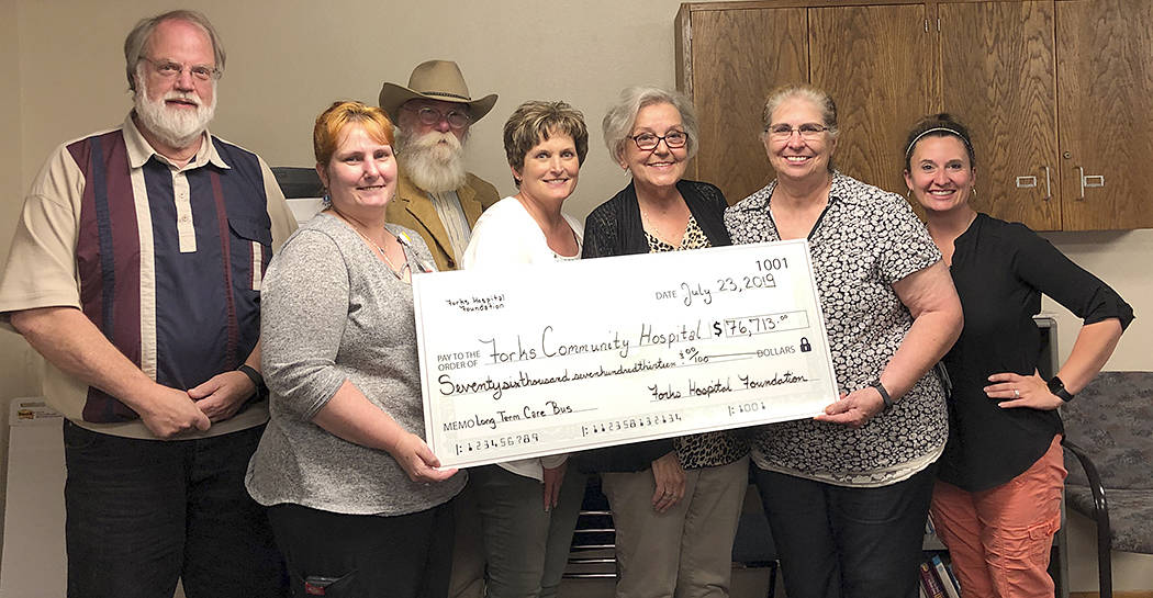 On July 23 the Forks Hospital Foundation presented a check for $76,713 to the Forks Community Hospital Board of Commissioners. Submitted photos