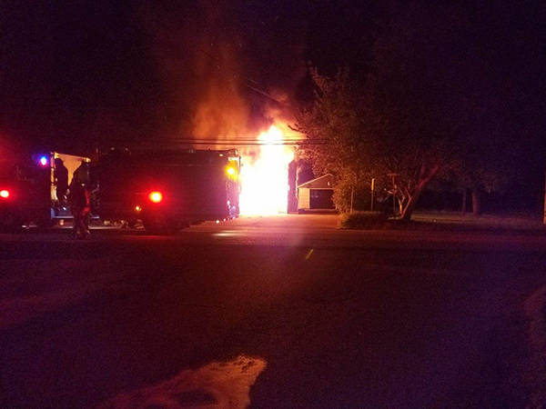 Fire consumes a garage with living area above at this Bogachiel Way residence early Friday morning. Photo CCFPD #1