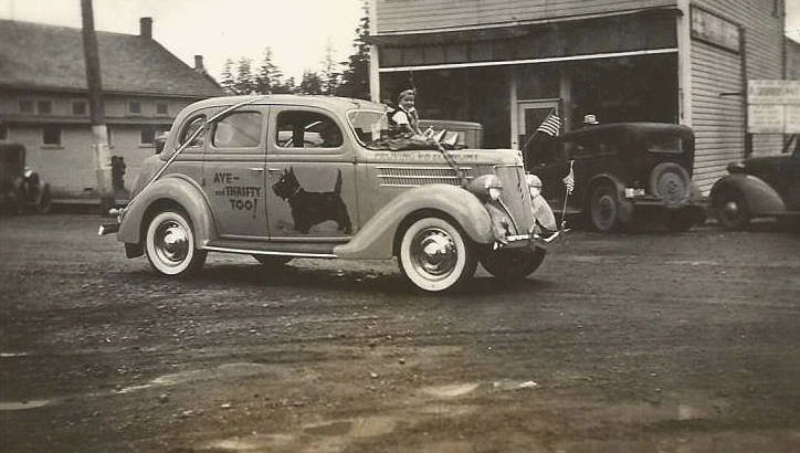 Warner’s Garage 4th of July parade entry 1936. Forks Forum Archives