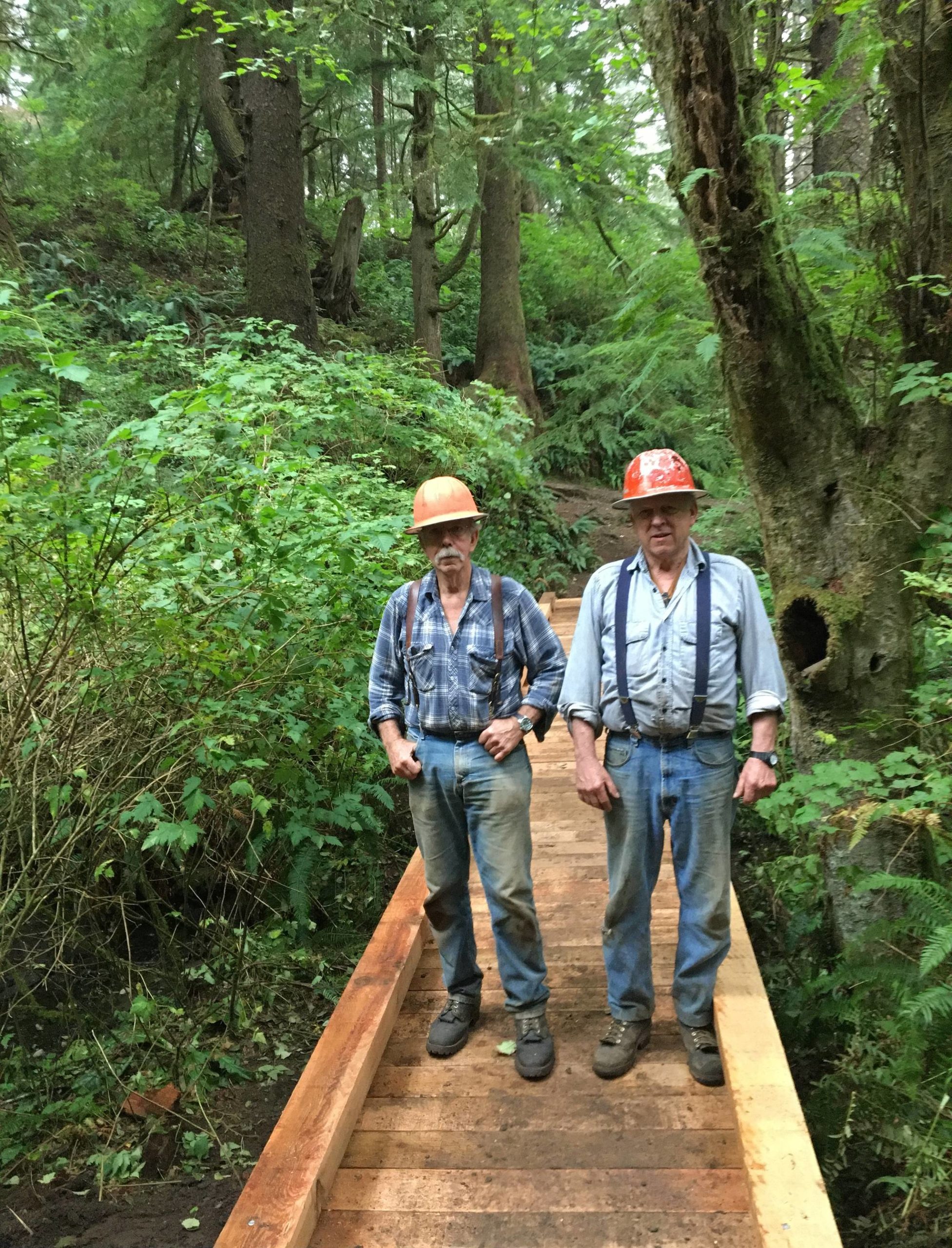 Larry and Mike make use of the new bridge.