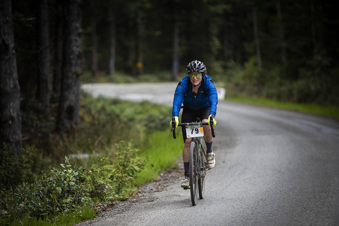 Laura Gould of Sequim, WA. She was one of only 2 riders, and the only woman, to compete using a single-speed bicycle. She took 2nd place Women’s Open Medium Course. Photo Jesse Major Photography