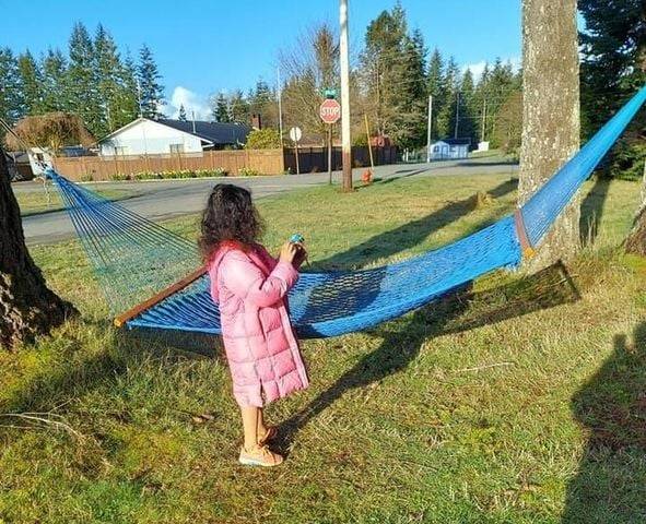 This hammock was the victim of a crime last week, as it disappeared from a home on Campbell St., leaving the little girl in this photo very sad. After the incident was posted on Facebook a number of people offered to donate a hammock they had! Thankfully on the weekend the wayward hammock was found and returned.