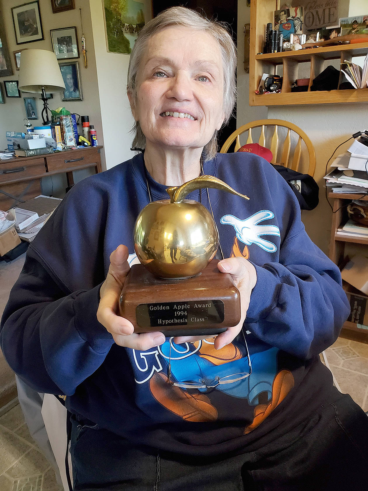 Patty with her Golden Apple Award that she received in 1994. Submitted Photo