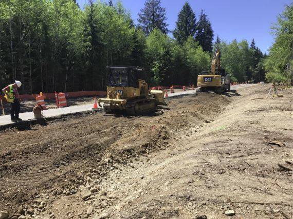 East side of Canyon Creek site after the asphalt was removed and before the roadway aggregate base was placed. This will be repaved in late summer. Photos FHWA