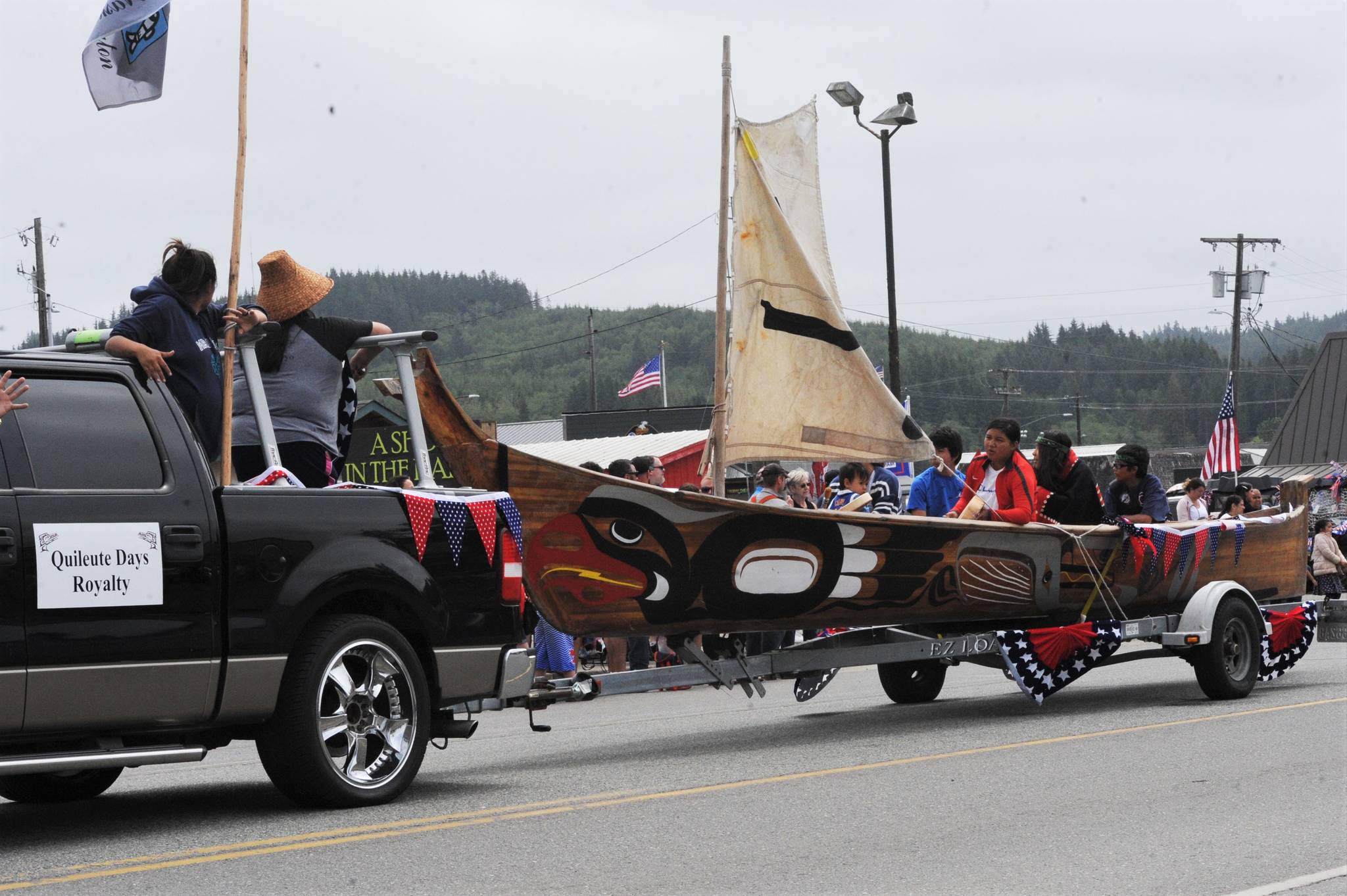 Forks Mayor Tim Fletcher selected the Quileute Days entry as the Mayor’s Choice award in the 4th of July parade. Photo Lonnie Archibald
