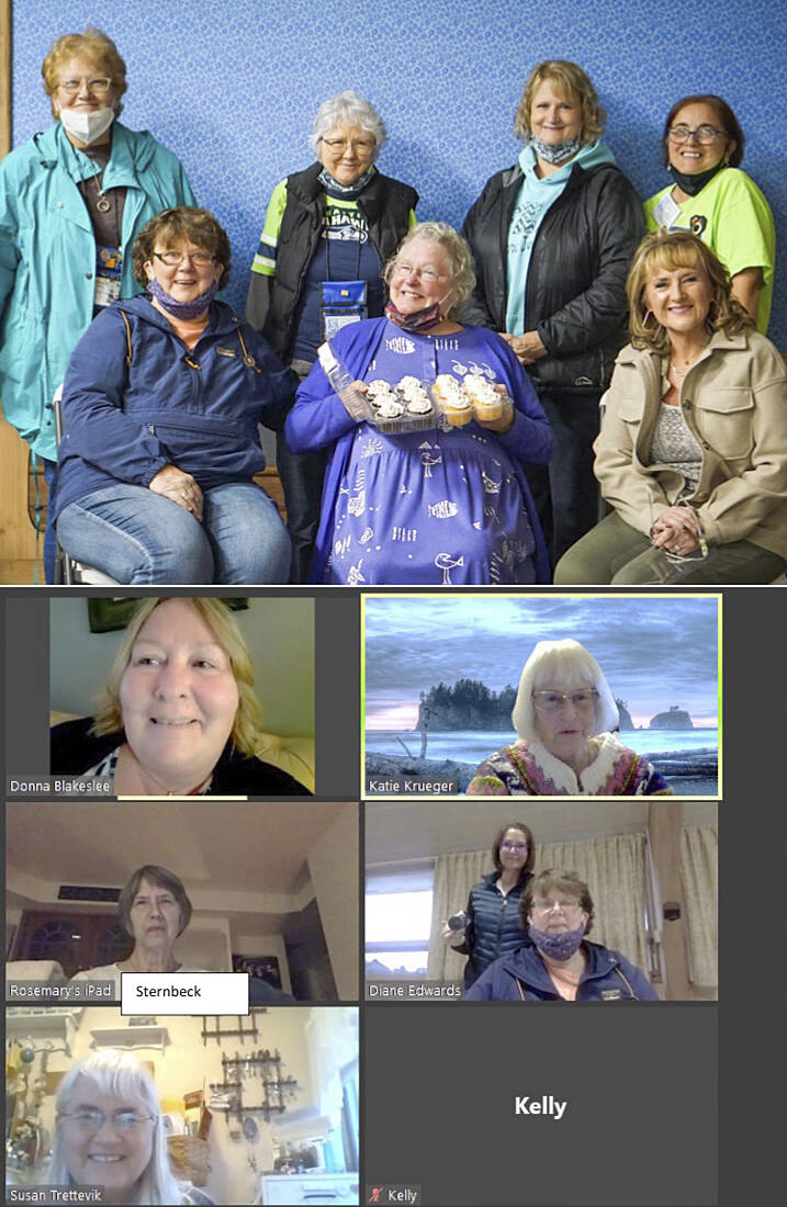 On Oct. 7 SIORF celebrated the club’s 100th Birthday. Gathering in person were Mary Anne Early, Cathy Harner, Carin Hirsch, Sharla Fraker, Diane Edward, Susie Brandelius, and Alena Friesz; attending via Zoom were Donna Blakeslee, Katie Krueger, Rosemary Sternbeck, Sarah Hanson (behind Diane) Sue Trettevik, and Kelly. Not pictured Cathy Johnson. Submitted photos