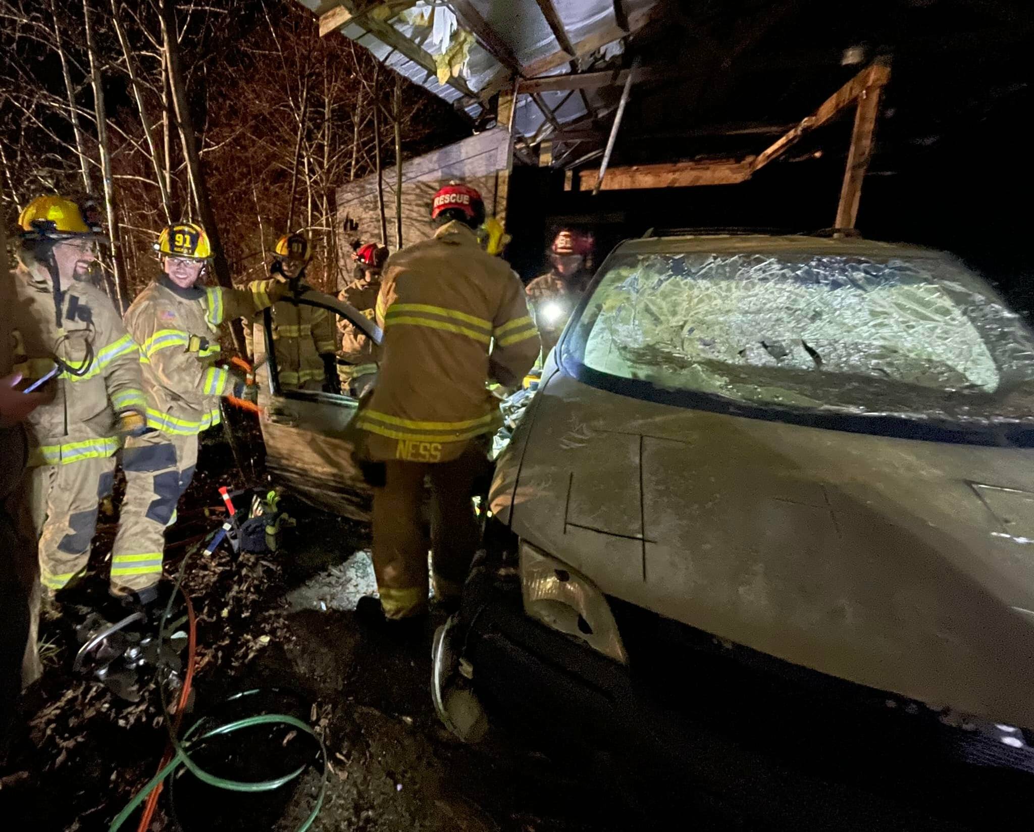 Last Tuesday night Clallam Fire District 1 and surrounding districts practiced vehicle extrication in preparation for the incoming cold front that we are now experiencing. By continuously practicing the more extreme skills that aren’t used as often; like dash rolling - the act of cutting and spreading the front of a car off of the driver and passenger seat compartment; or the use of high-pressure rescue airbags and cribbing to lift a car (or as big as a loaded log truck) off of the ground - crews are prepared for anything. Firefighters are ready 24/7 to protect you - including on holidays. CCFD#1 photo
