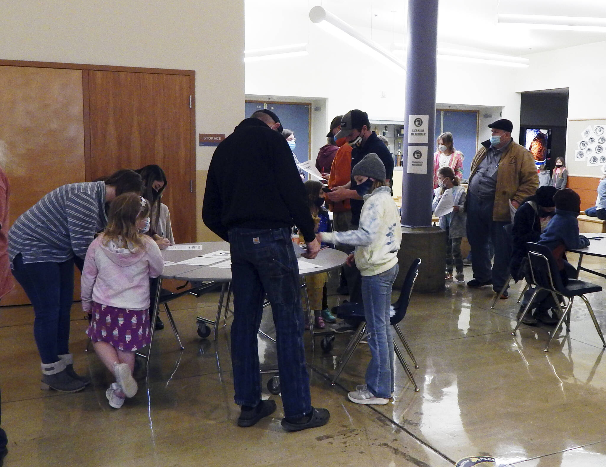 Before you can have a play there are the sign-ups. They took place on Monday at the Forks High School Commons. As most took the day off to recognize Martin Luther King Day many Forks K-12 students turned out with their parents to sign up for the Missoula Children’s Theater production of Johnny Appleseed. Photos Christi Baron