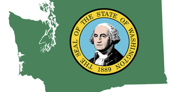 State of Washington flag map isolated on a white background, U.S.A.