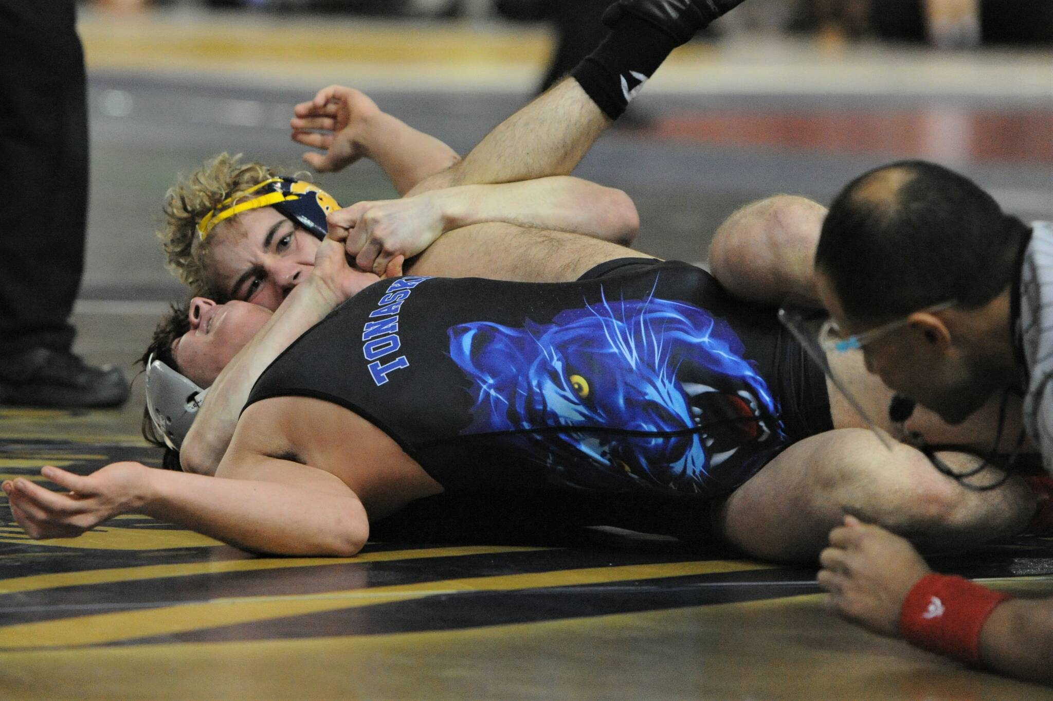 Forks’ Walker Wheeler (back) placed third at state in the 138 lb class. 
Watch for more photos from State next week.