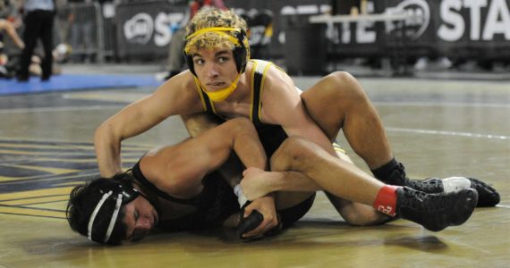 It was a season-ending injury for one of Forks’ top wrestlers as he appeared to be winning this match against Kevin Sanabria of Tonasket. Sanabria went on to place second at state in the 145 lb class. Jake Weakley (top) had entered the state championships as number one in the region. His injury against Sanabria ended his quest for a state championship.