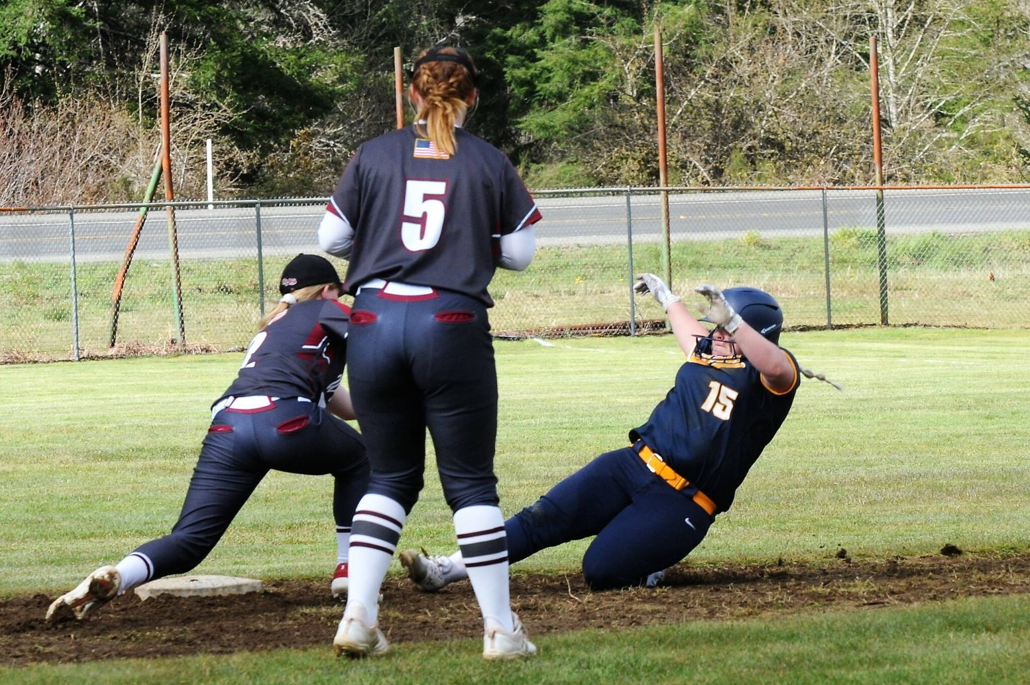 Nicole Winger was safe at second on this close call.