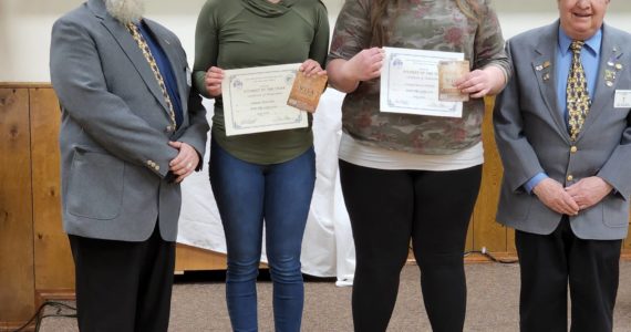 Students of the Year Neah Bay: Branndi Bowechop and Colby Elvrum (Colby not available). Forks: Lindsey Raven Edwards and Hector Garcia-Dominguez (Hector not available). Mike Leavitt,ER and Chuck Jennings, Youth Activities committee chair.