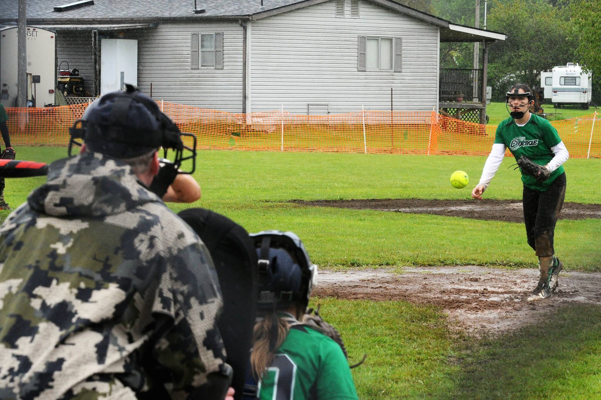 Pitching for the Charge against the Scrap Yard Dawgs was Kailyn Crowder. Photo by Lonnie Archibald