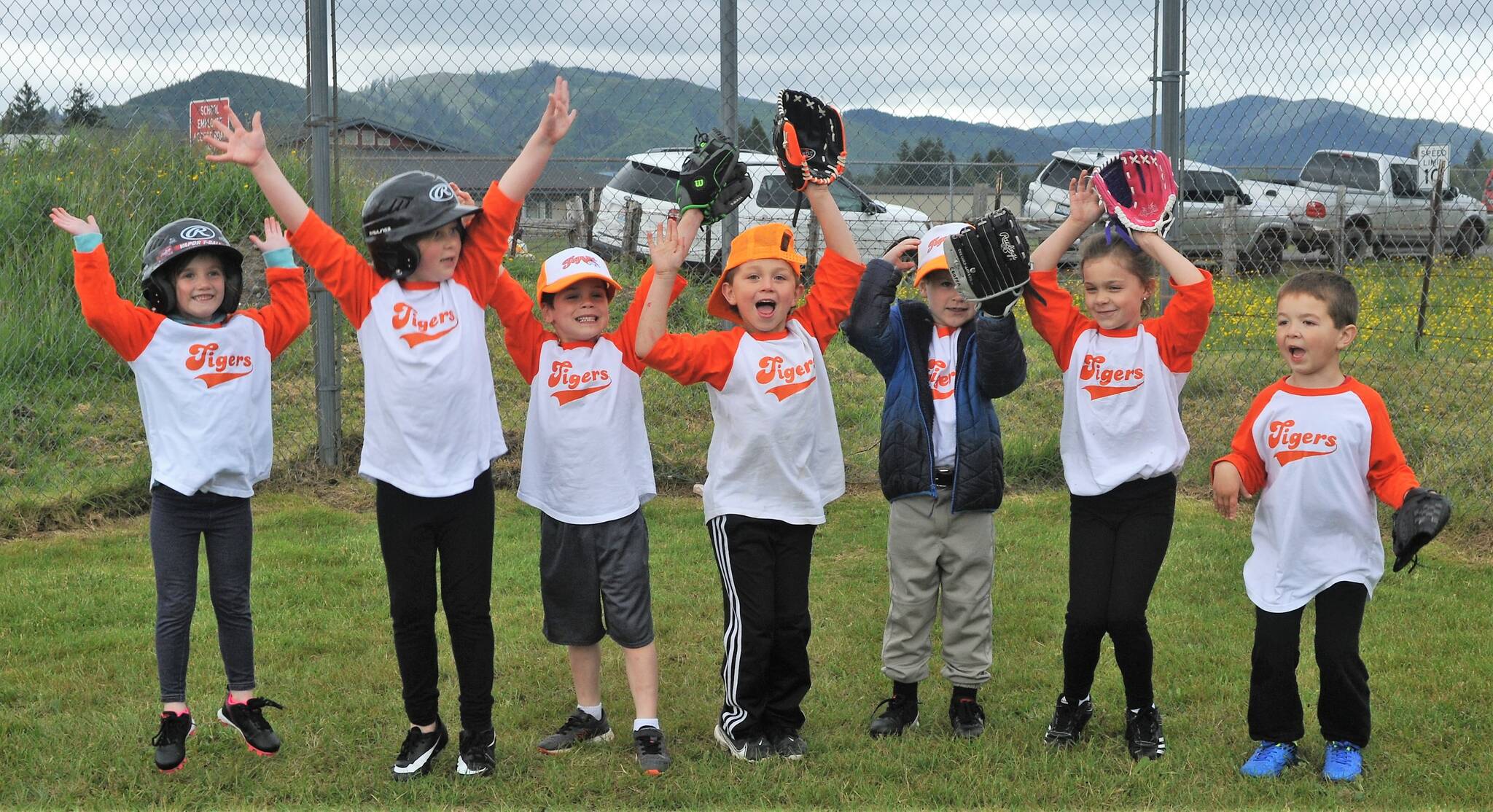 The Tigers celebrated as they also thought they had just won the World Series, but you know what? I think all six teams were winners on this last evening of T-Ball here in Forks. Here on Duncan Fields. Photo by Lonnie Archibald