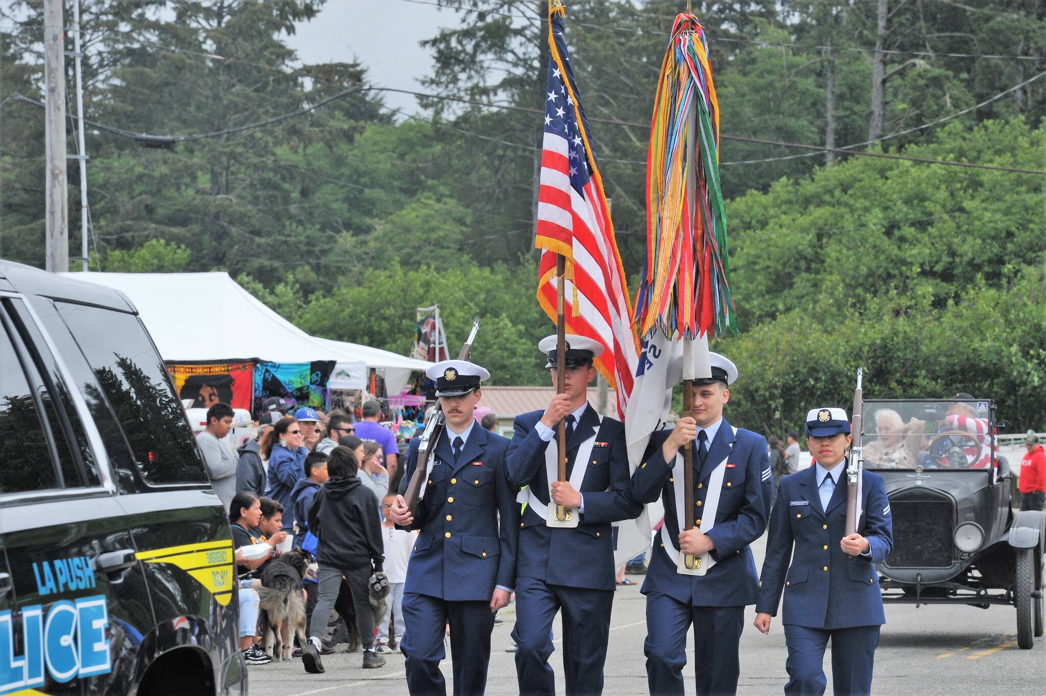 US Coast Guard Station Quillayute River color guard led the parade on Saturday.