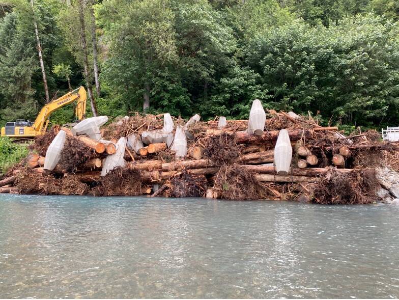 The first completed Engineered Log Jam of 2022. Photo source FHWA