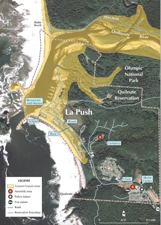 Department of Natural Resources map showing tsunami hazard zone in yellow.