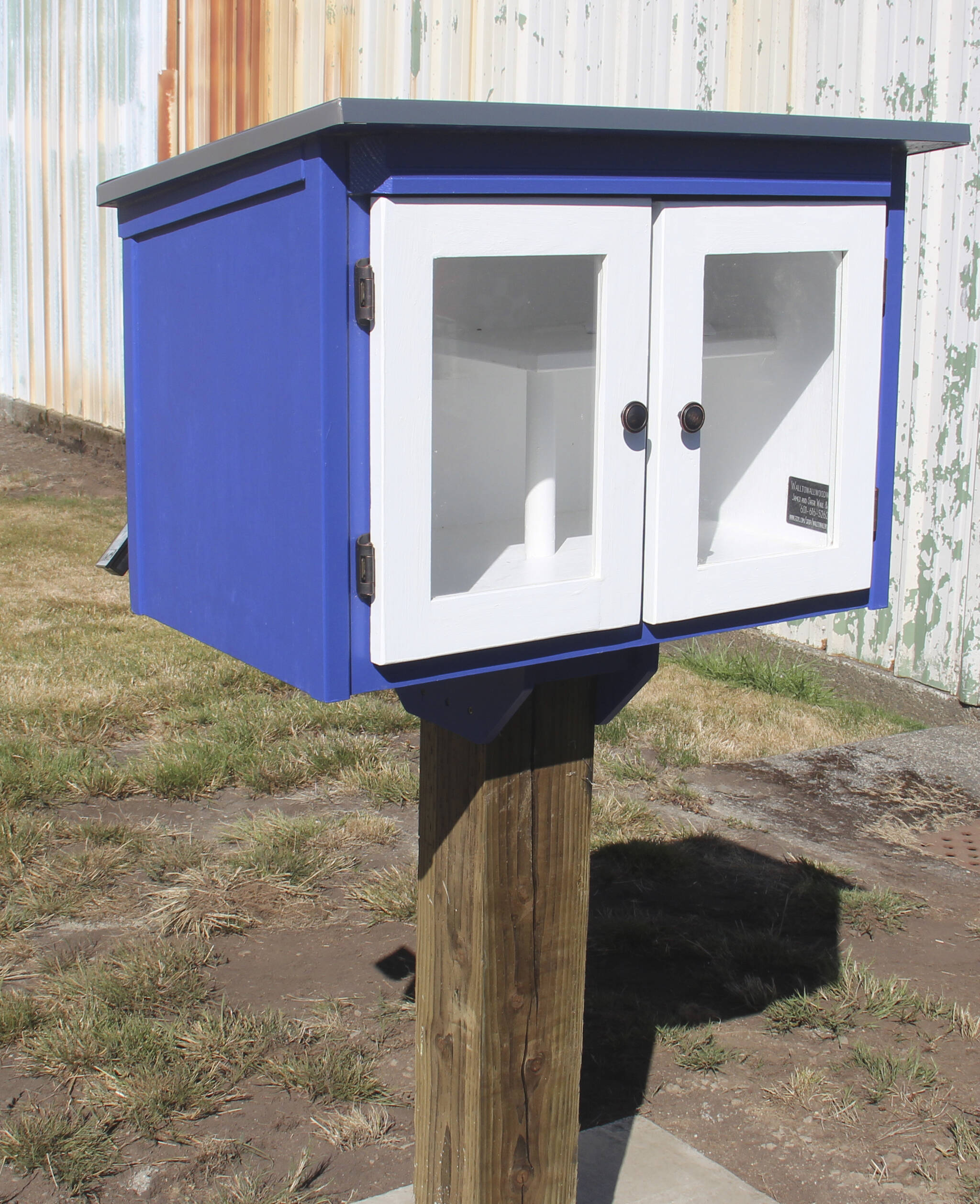 This new food pantry now sits near the sidewalk in front of the Congregational Church. Photo Christi Baron