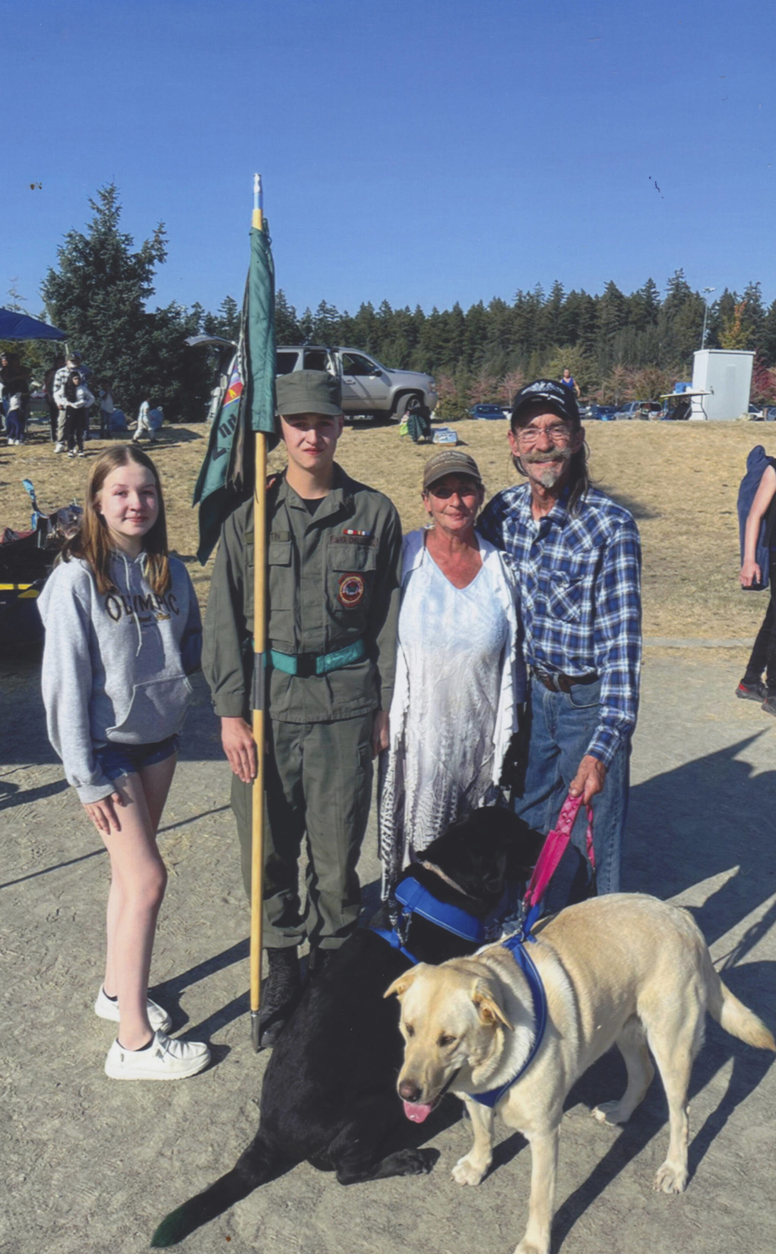 A recent family visit at the school, Liette, Devlin, Cathy, and Ray Fortin along with the dogs Zeek and Izzy. Submitted Photos