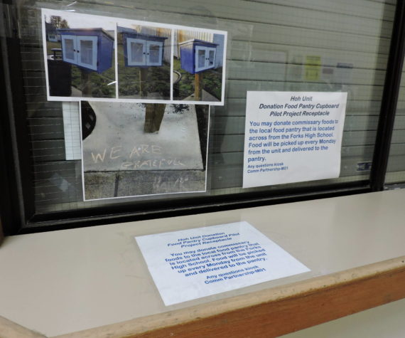 This notice with information about the student food pantry went up recently at Olympic Corrections Center after those incarcerated there wanted to contribute.