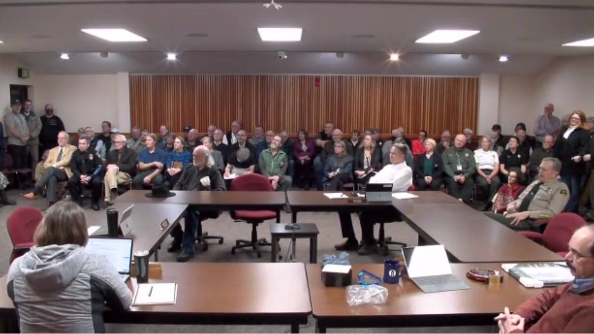 Zoom view - For those who couldn’t make the ceremony last Tuesday, it was offered via Zoom. Commissioner Peach can be seen at the bottom right corner and Sheriff Benedict to the middle right of the photo. The large crowd can also be seen.