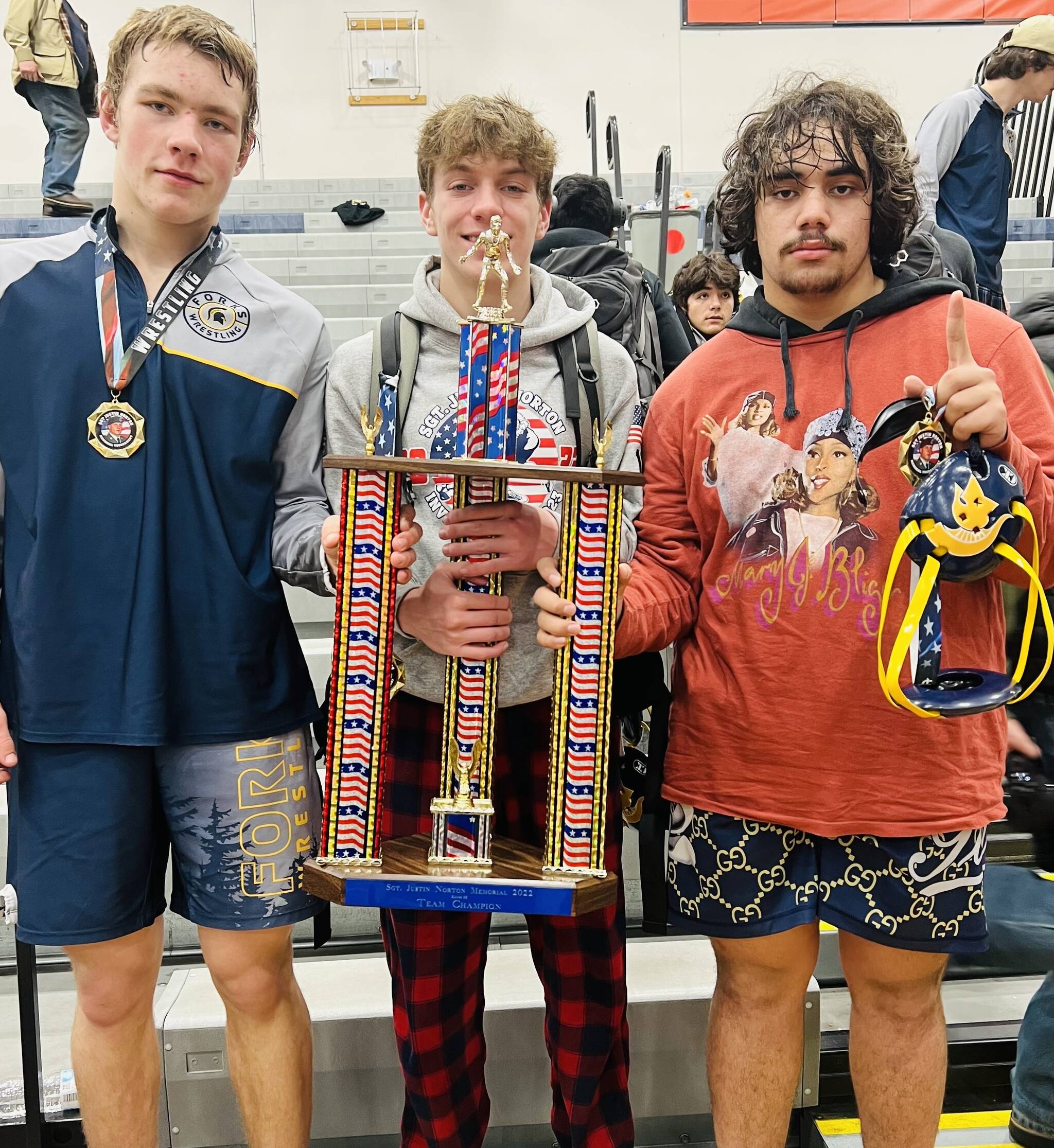 Three individual champions, Nate Dahlgren, Conner Demorest, and Sloan Tumaua.