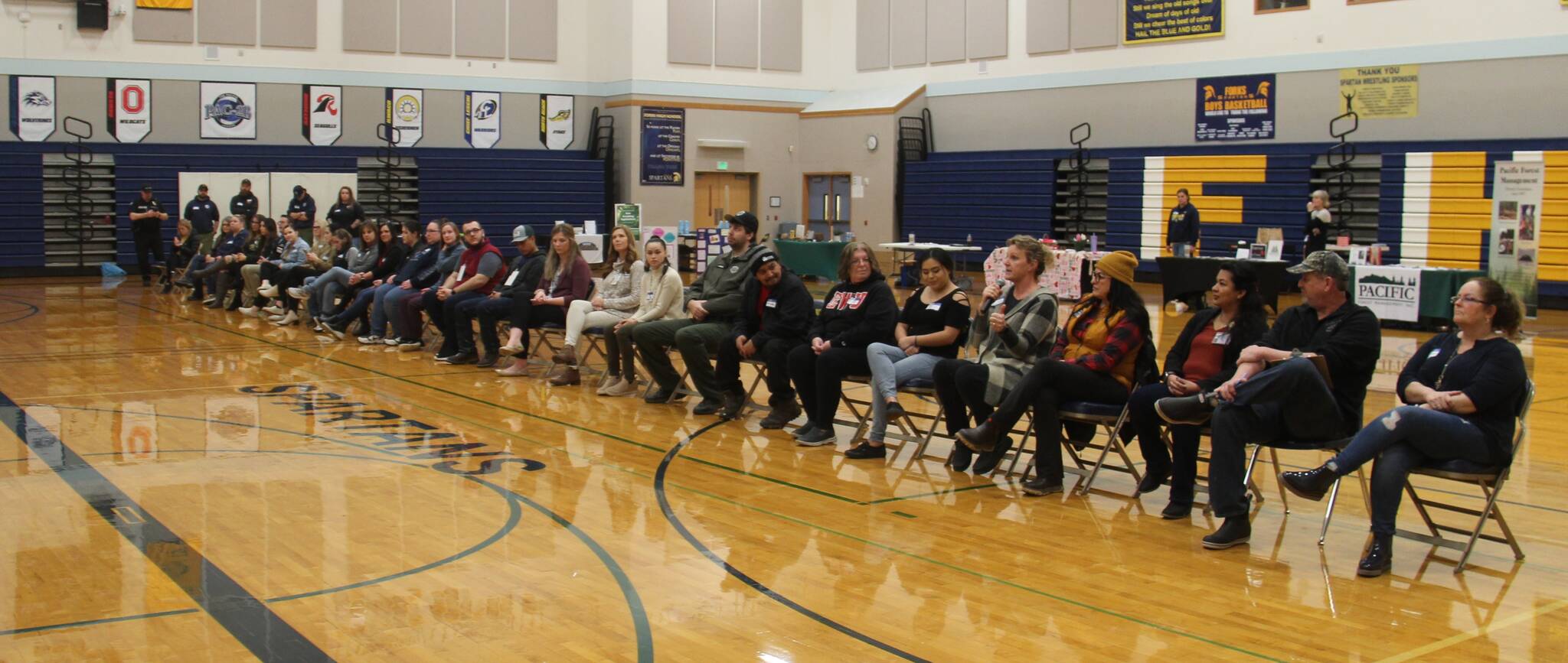 About 20 employers took a moment to talk about their businesses and share tips on seeking employment last Tuesday in the HS Gym. Quite a number of employers also shared that they were FHS grads.