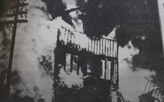 The Fitzpatrick Hotel and Tavern go up in flames on St. Patrick’s Day March 17, 1947. Photo Archie Murray