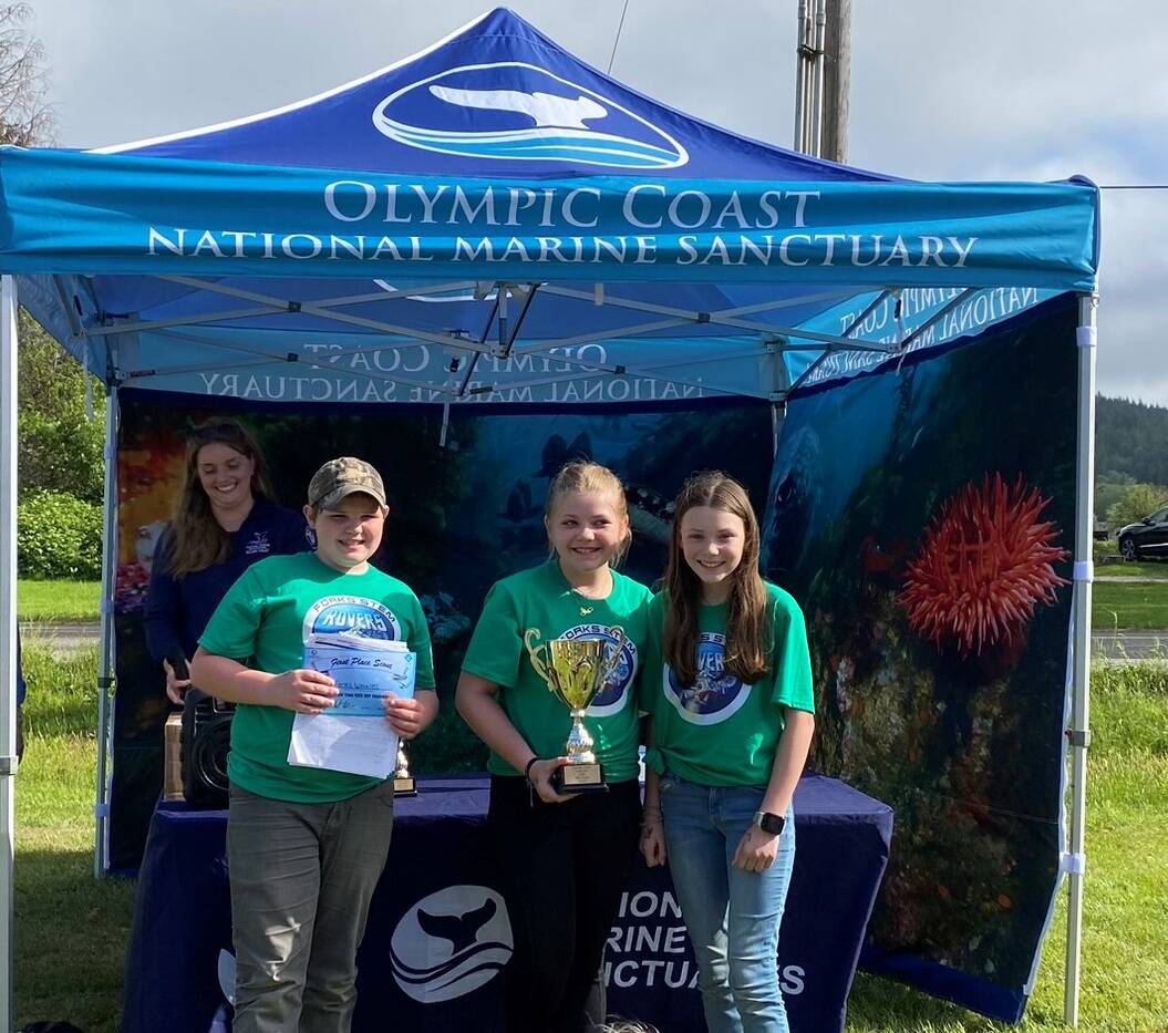 2023 Olympic Coast MATE ROV Competition team “Forks Whales” accepts first place prize in Scout class. Photos NOAA