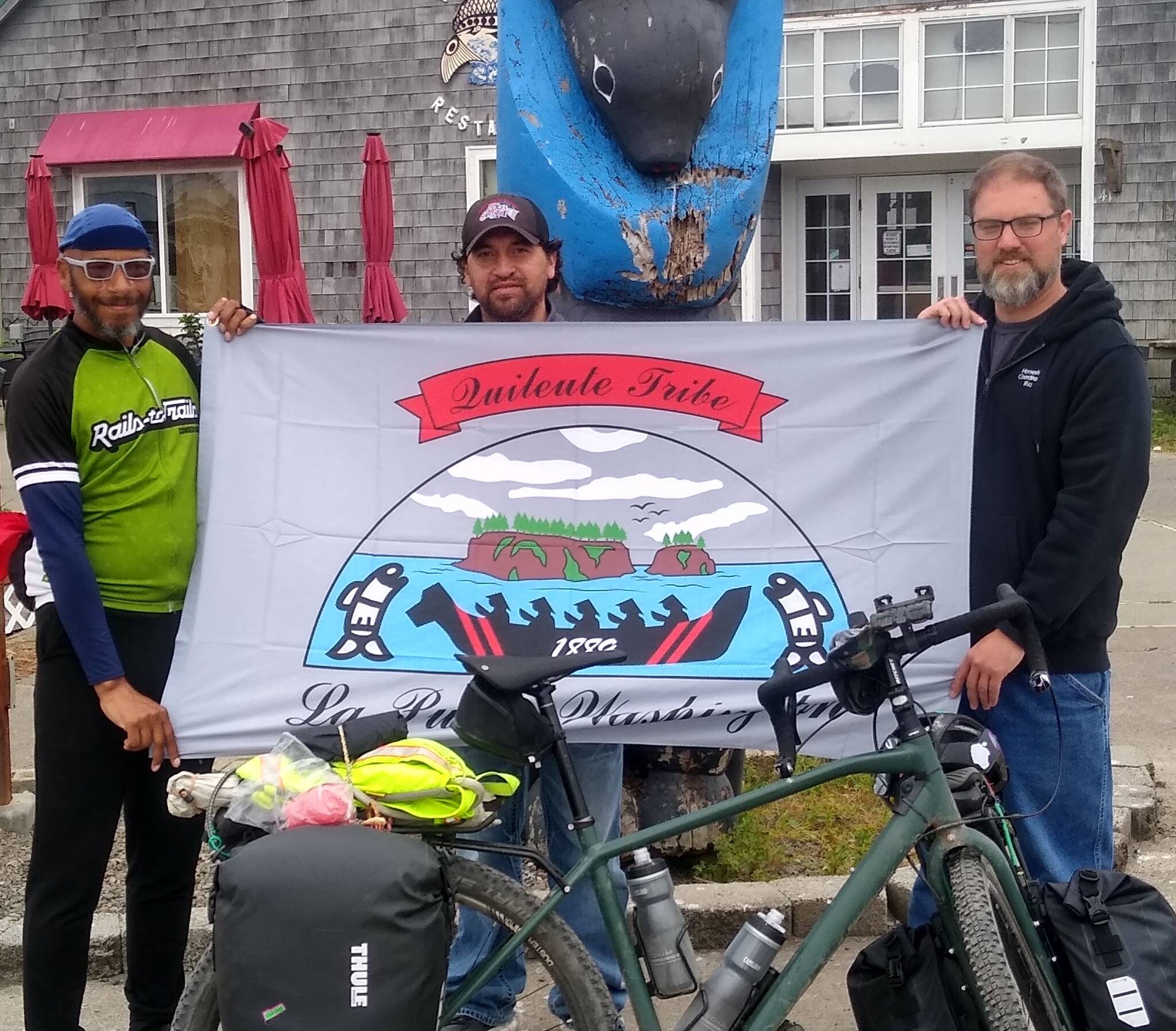 David Davilla, US Army with Quileute Tribal Council members Zachary Jones and Rio Jaime.