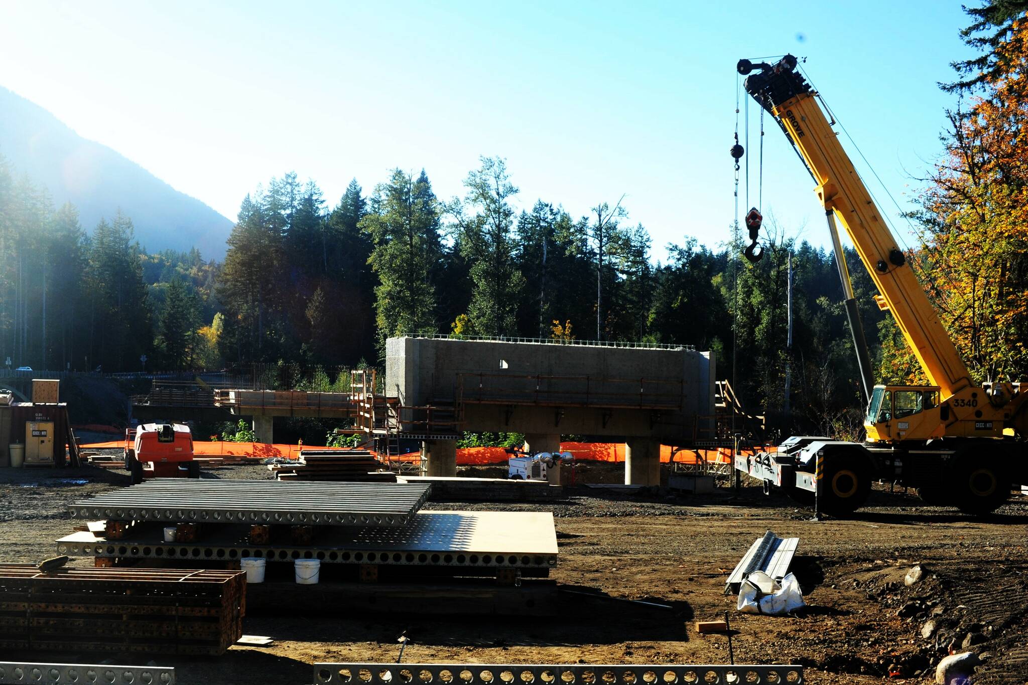 At the Chamber meeting last Wednesday Clallam County CFO Mark Lane explained how projects like the Elwha Bridge replacement, seen here Oct. 7, add thousands of dollars of tax revenue to the county’s general fund. Photo Lonnie Archibald