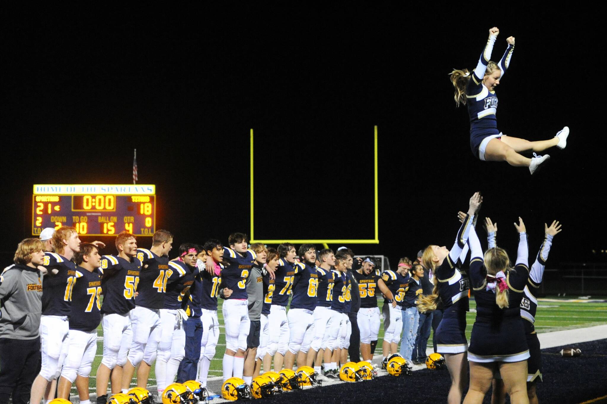 It was a 21 to 18 victory for the Spartans over Pe Ell/Willapa Valley Friday, Oct. 20 at Spartan Stadium. Photo by Lonnie Archibald.