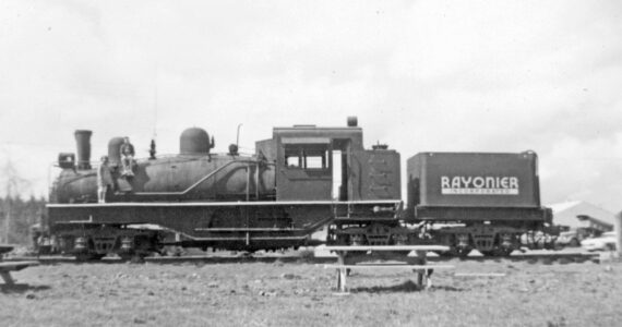 It is always fun when someone shares an old Forks photo with the Forks Forum. Forks resident Joe Wright, in addition to being active in HAM radio, is also interested in trains. A friend sent him this photo asking if he thought it was our Tillicum Park Shay …and it is! Back in the good old days when we could crawl all over it …these two children did just that and got their photo taken.