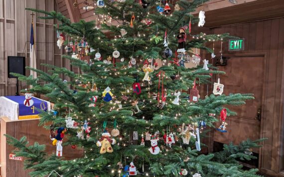 The Memory Tree at the Forks Congregational Church is up and decorated with over 300 ornaments that pay tribute to loved ones and community members who have passed on. Submitted photo