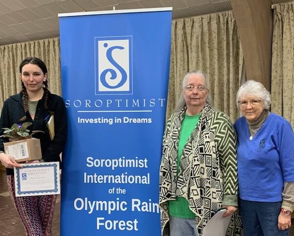 Soroptimist International of the Olympic Rain Forest welcomed Heather Sky Lietzke (left) and Dianne Sparr Holmes (middle) at their January meeting. Also pictured is SIORF membership chair Cathy Harner. Submitted photo