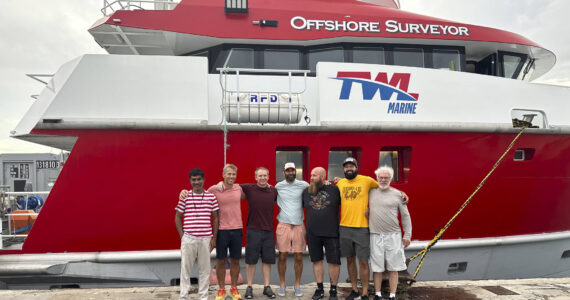 Tony Romeo center of the photo with members of his team, taken in Funafuti, Tuvalu at the half point in the expedition. Photos Deep Sea Vision exclusive to the Forks Forum