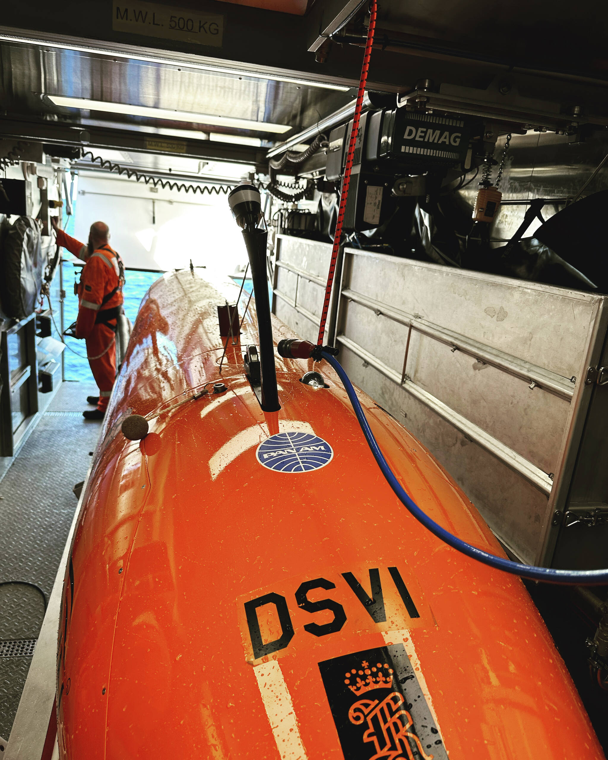 The HUGIN 6000 AUV is the sonar system Romeo used for scanning the sea floor. “The Pan Am sticker on the equipment is for my dad and Amelia’s navigator Fred Noonan who also flew for Pan Am,” Romeo shared.
