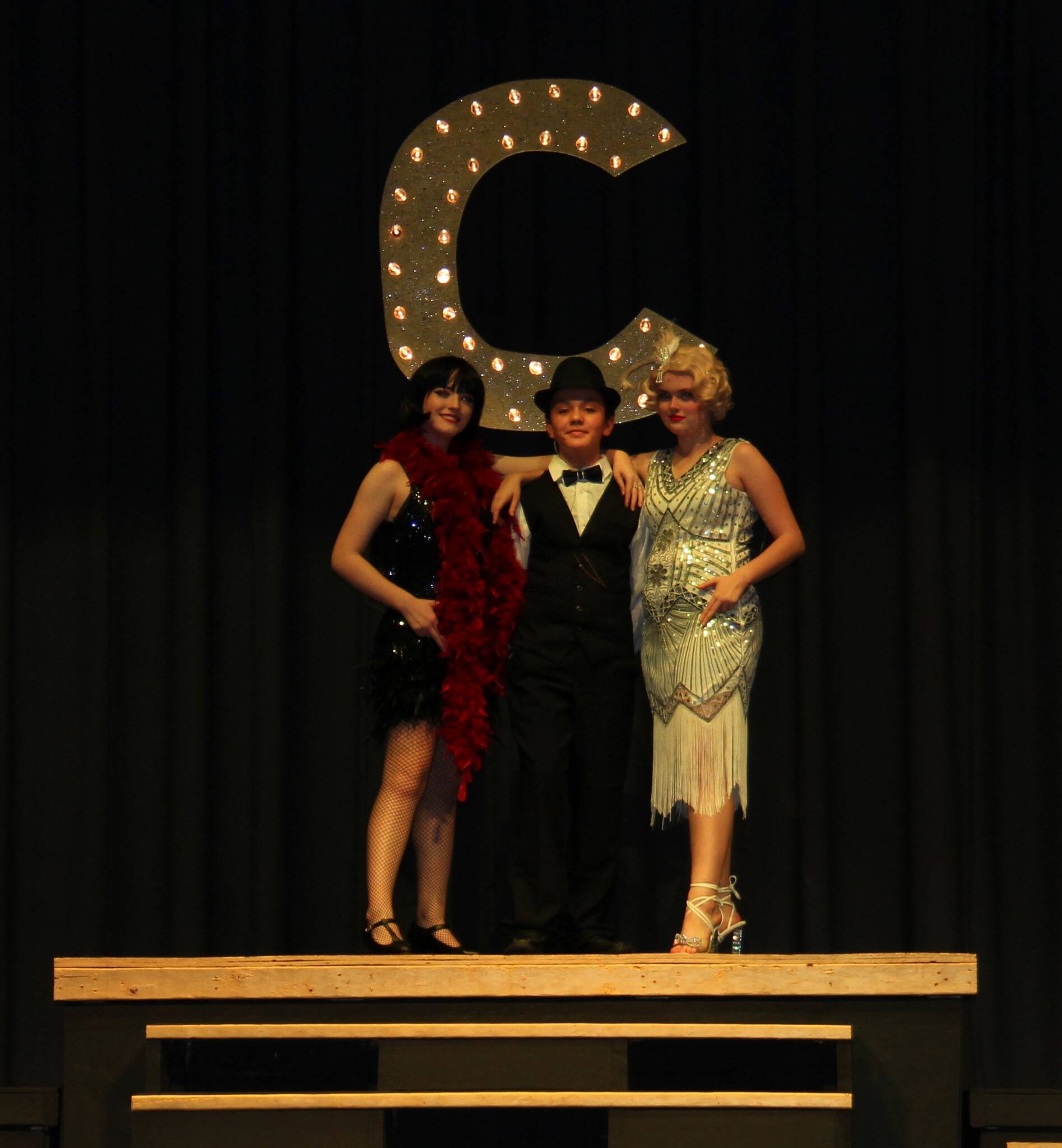 Aliya Gillett, Justin Sandoval, and Blade Christenson will portray Velma, Billy and Roxie this weekend as FHS Drama presents Chicago: Teen Edition. A large supporting cast made up of students grade 7 -12 will also appear at the FHS Commons. Photo Christi Baron
